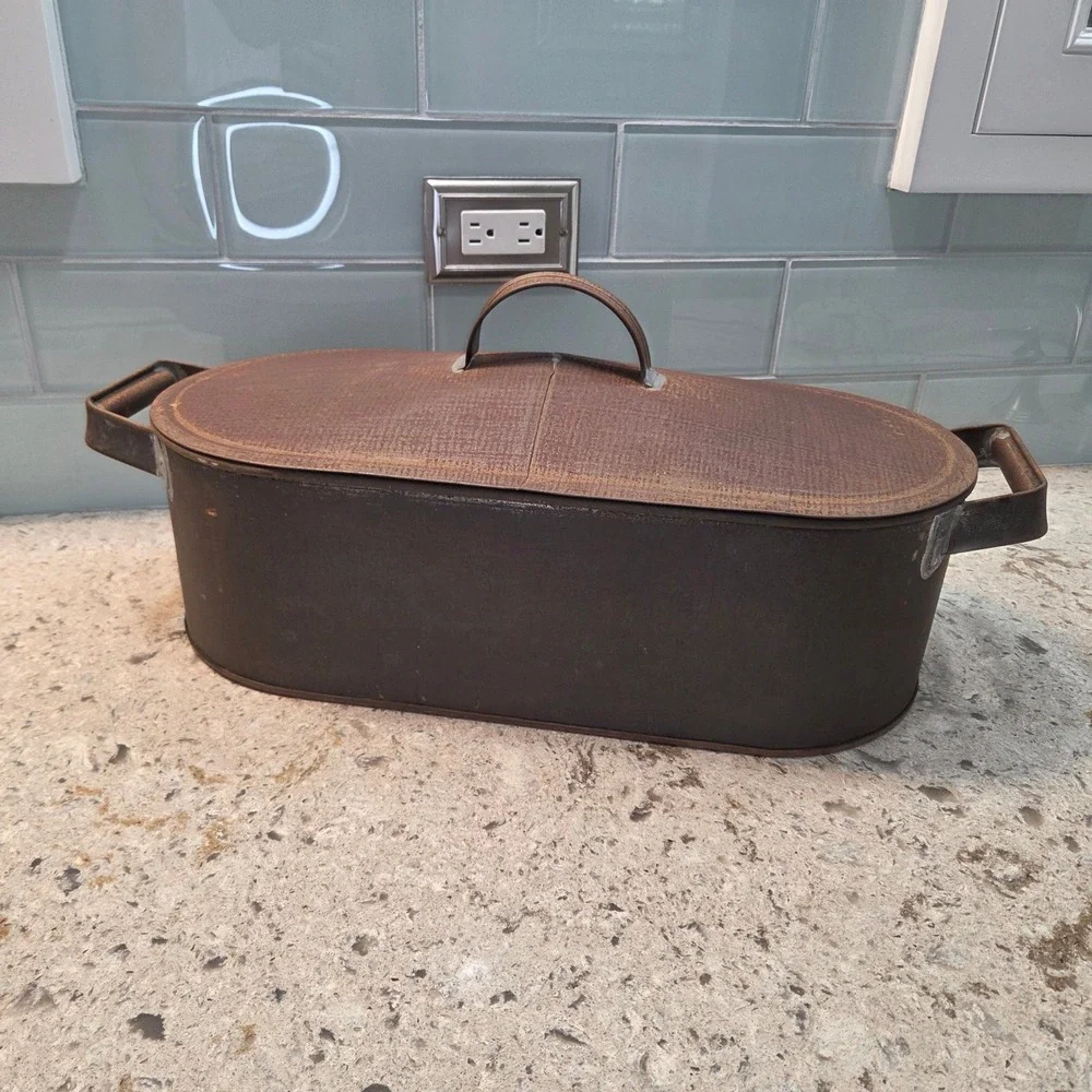 Antique Copper Oval Fish Poacher Fitted Lid Perforated Insert Farmhouse Patina